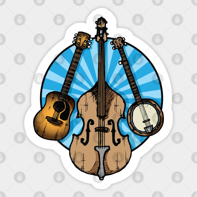 Bluegrass Folk Music Instruments Blue Background